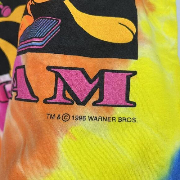 Looney Tunes T Shirt Size Large Vintage Tie Dye Warner Bros Tweety Bird 1996 - Picture 8 of 9